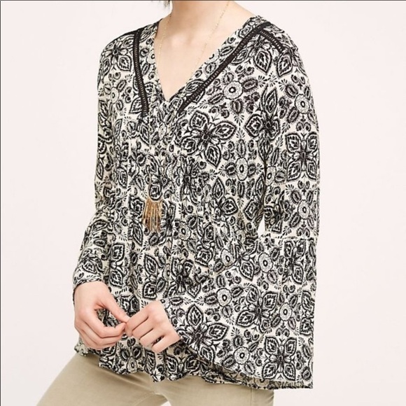 Eri + Ali Black and White Floral Blouse~M - Picture 2 of 8